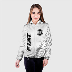 Куртка с капюшоном женская Fiat speed на светлом фоне со следами шин: надпись, цвет: 3D-белый — фото 2
