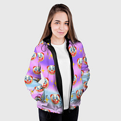 Куртка с капюшоном женская Узор с Клоунами, цвет: 3D-черный — фото 2