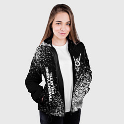 Куртка с капюшоном женская Twenty One Pilots и рок символ на темном фоне, цвет: 3D-черный — фото 2