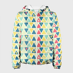 Куртка с капюшоном женская Треугольный орнамент, цвет: 3D-белый