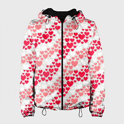 Куртка с капюшоном женская Волны Любви - сердечки, цвет: 3D-черный