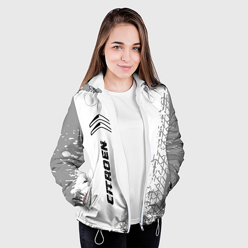 Женская куртка Citroen speed на светлом фоне со следами шин: по-в / 3D-Белый – фото 3