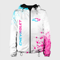 Куртка с капюшоном женская Chevrolet neon gradient style: надпись, символ, цвет: 3D-черный