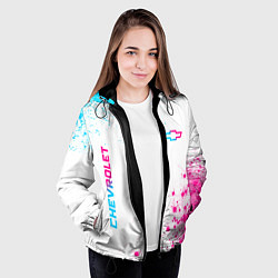 Куртка с капюшоном женская Chevrolet neon gradient style: надпись, символ, цвет: 3D-черный — фото 2