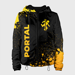 Куртка с капюшоном женская Portal - gold gradient: надпись, символ, цвет: 3D-черный