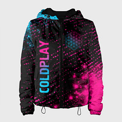Куртка с капюшоном женская Coldplay - neon gradient: надпись, символ, цвет: 3D-черный