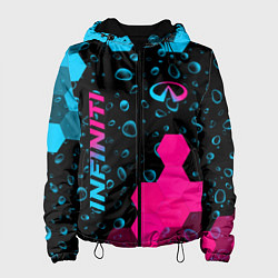 Куртка с капюшоном женская Infiniti - neon gradient: надпись, символ, цвет: 3D-черный