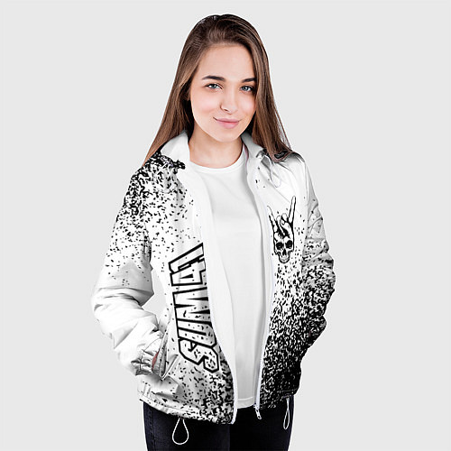 Женская куртка Sum41 и рок символ на светлом фоне / 3D-Белый – фото 3
