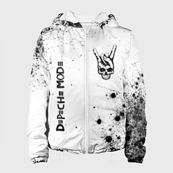 Куртка с капюшоном женская Depeche Mode и рок символ на светлом фоне, цвет: 3D-белый