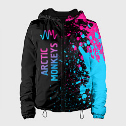 Куртка с капюшоном женская Arctic Monkeys - neon gradient: по-вертикали, цвет: 3D-черный