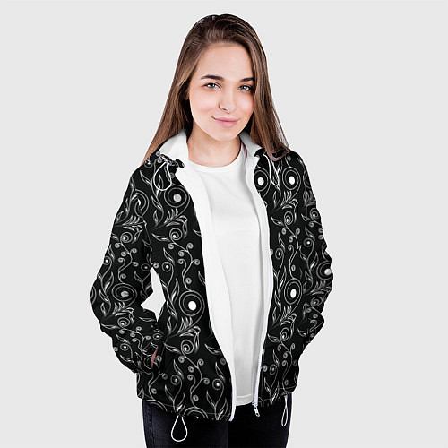 Женская куртка Black style pattern / 3D-Белый – фото 3