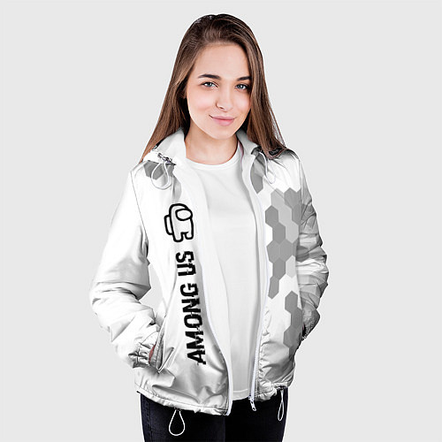Женская куртка Among Us glitch на светлом фоне: по-вертикали / 3D-Белый – фото 3