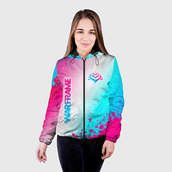Куртка с капюшоном женская Warframe neon gradient style: надпись, символ, цвет: 3D-черный — фото 2