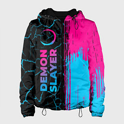 Куртка с капюшоном женская Demon Slayer - neon gradient: по-вертикали, цвет: 3D-черный