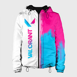 Куртка с капюшоном женская Valorant neon gradient style: по-вертикали, цвет: 3D-черный
