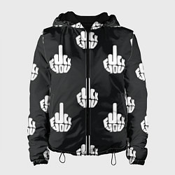 Куртка с капюшоном женская С факами на английском - паттерн, цвет: 3D-черный