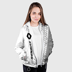 Куртка с капюшоном женская Renault speed на светлом фоне со следами шин: по-в, цвет: 3D-белый — фото 2