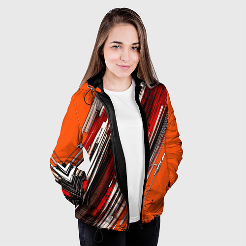 Женская куртка Киберпанк модерн линии / 3D-Черный – фото 3