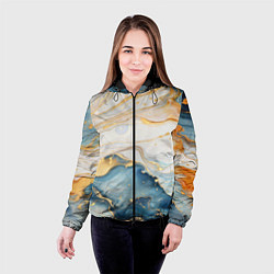 Куртка с капюшоном женская Мраморная абстракция, цвет: 3D-черный — фото 2