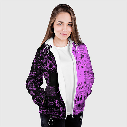 Женская куртка Dead inside purple black / 3D-Белый – фото 3