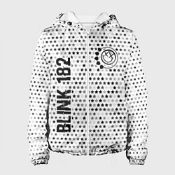 Куртка с капюшоном женская Blink 182 glitch на светлом фоне: надпись, символ, цвет: 3D-белый