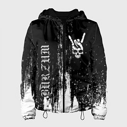 Куртка с капюшоном женская Burzum и рок символ на темном фоне, цвет: 3D-черный