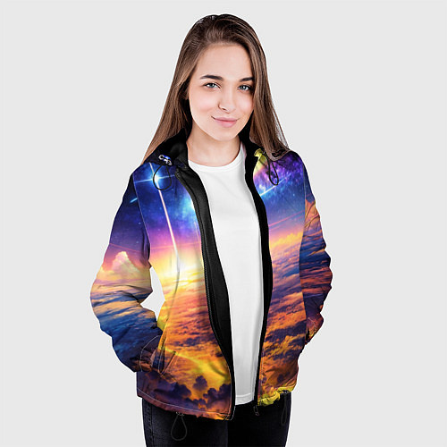 Женская куртка Космическая вселенная / 3D-Черный – фото 3