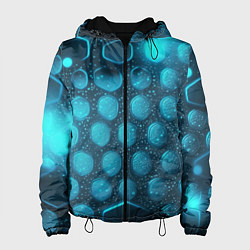 Куртка с капюшоном женская Неоновые светящиеся плитки, цвет: 3D-черный