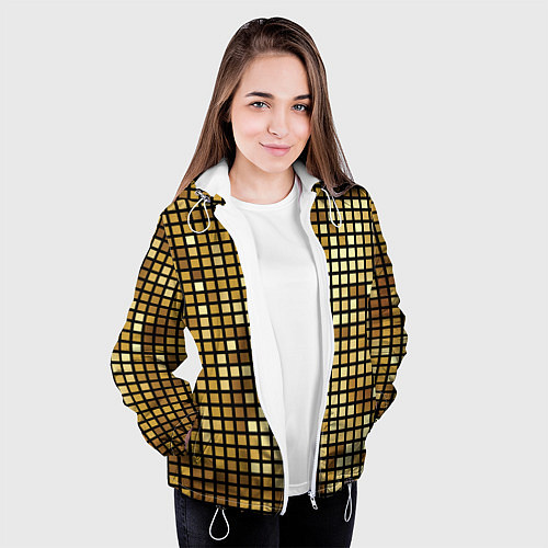 Женская куртка Золотая мозаика, поверхность диско шара / 3D-Белый – фото 3