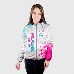 Куртка с капюшоном женская Within Temptation neon gradient style: надпись, си, цвет: 3D-черный — фото 2