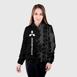 Куртка с капюшоном женская Mitsubishi speed на темном фоне со следами шин: по, цвет: 3D-черный — фото 2