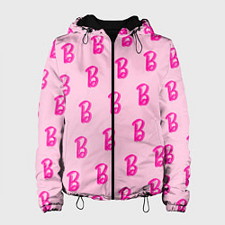 Куртка с капюшоном женская Барби паттерн буква B, цвет: 3D-черный