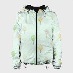 Куртка с капюшоном женская Деревца, цвет: 3D-черный