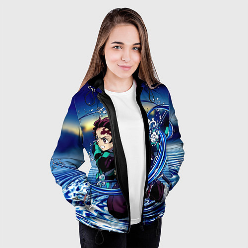 Женская куртка Танджиро Камадо Клинок, рассекающий демонов / 3D-Черный – фото 3