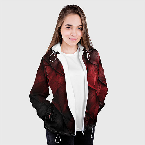 Женская куртка Black red texture / 3D-Белый – фото 3