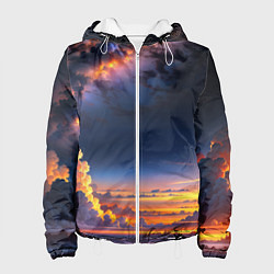 Куртка с капюшоном женская Млечный путь и облака на закате, цвет: 3D-белый