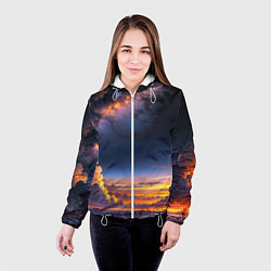 Куртка с капюшоном женская Млечный путь и облака на закате, цвет: 3D-белый — фото 2