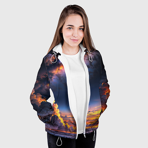 Женская куртка Млечный путь и облака на закате / 3D-Белый – фото 3