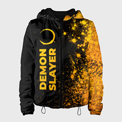 Куртка с капюшоном женская Demon Slayer - gold gradient: по-вертикали, цвет: 3D-черный