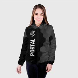 Куртка с капюшоном женская Portal glitch на темном фоне: по-вертикали, цвет: 3D-черный — фото 2