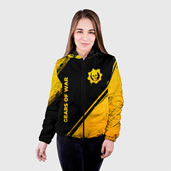 Куртка с капюшоном женская Gears of War - gold gradient: надпись, символ, цвет: 3D-черный — фото 2