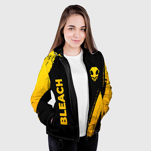 Женская куртка Bleach - gold gradient: надпись, символ / 3D-Черный – фото 3