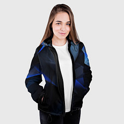 Куртка с капюшоном женская Черная и голубая текстура, цвет: 3D-черный — фото 2