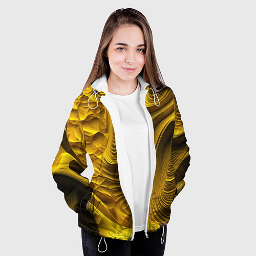Женская куртка Объемная желтая текстура / 3D-Белый – фото 3