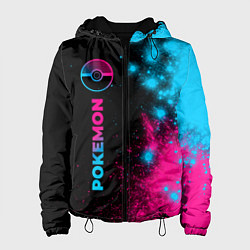 Куртка с капюшоном женская Pokemon - neon gradient: по-вертикали, цвет: 3D-черный