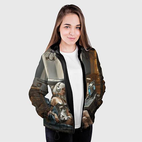 Женская куртка Девушка оператор / 3D-Черный – фото 3