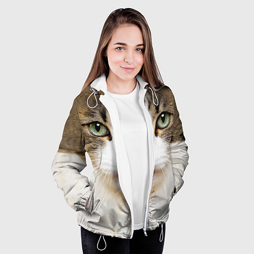Женская куртка Кошка показывает язык / 3D-Белый – фото 3