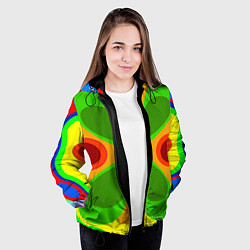 Куртка с капюшоном женская Цветные плавные фигуры, цвет: 3D-черный — фото 2