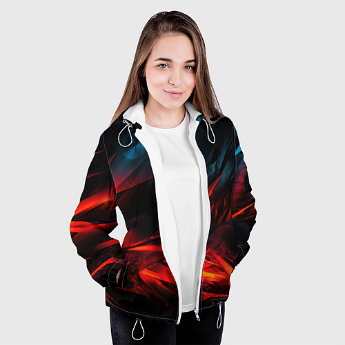 Женская куртка Red black abstract / 3D-Белый – фото 3