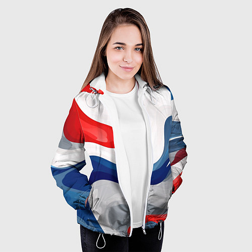 Женская куртка Абстракция в цветах флага России / 3D-Белый – фото 3